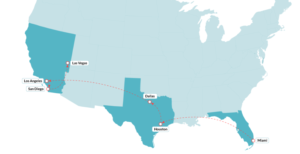 Mapa de la gira